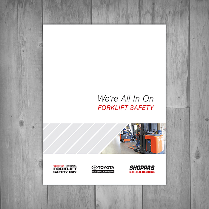 Minimalistic cover of a National Forklift Safety Day Brochure
