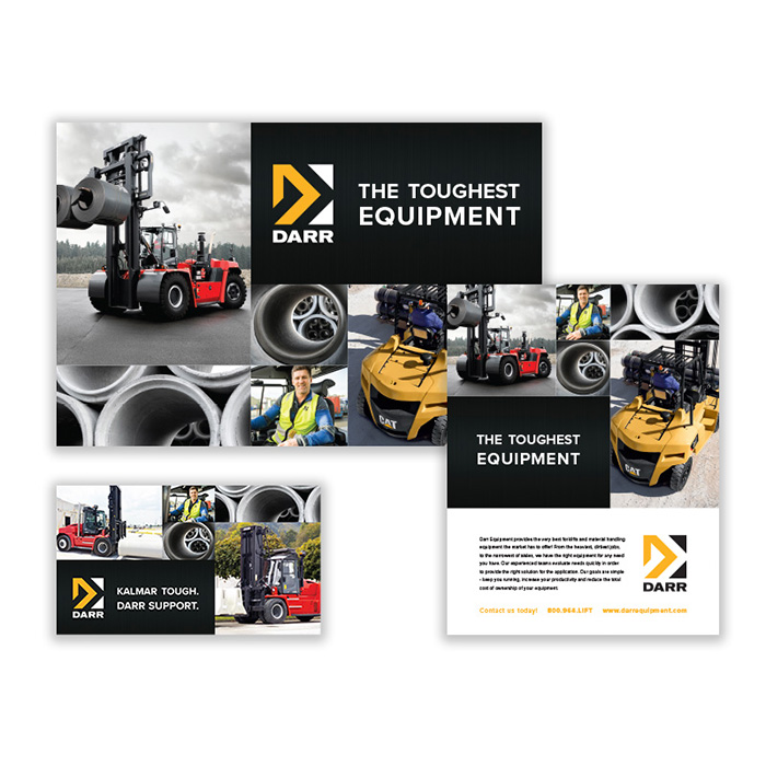 Material Handling company tradeshow display, flyer and social